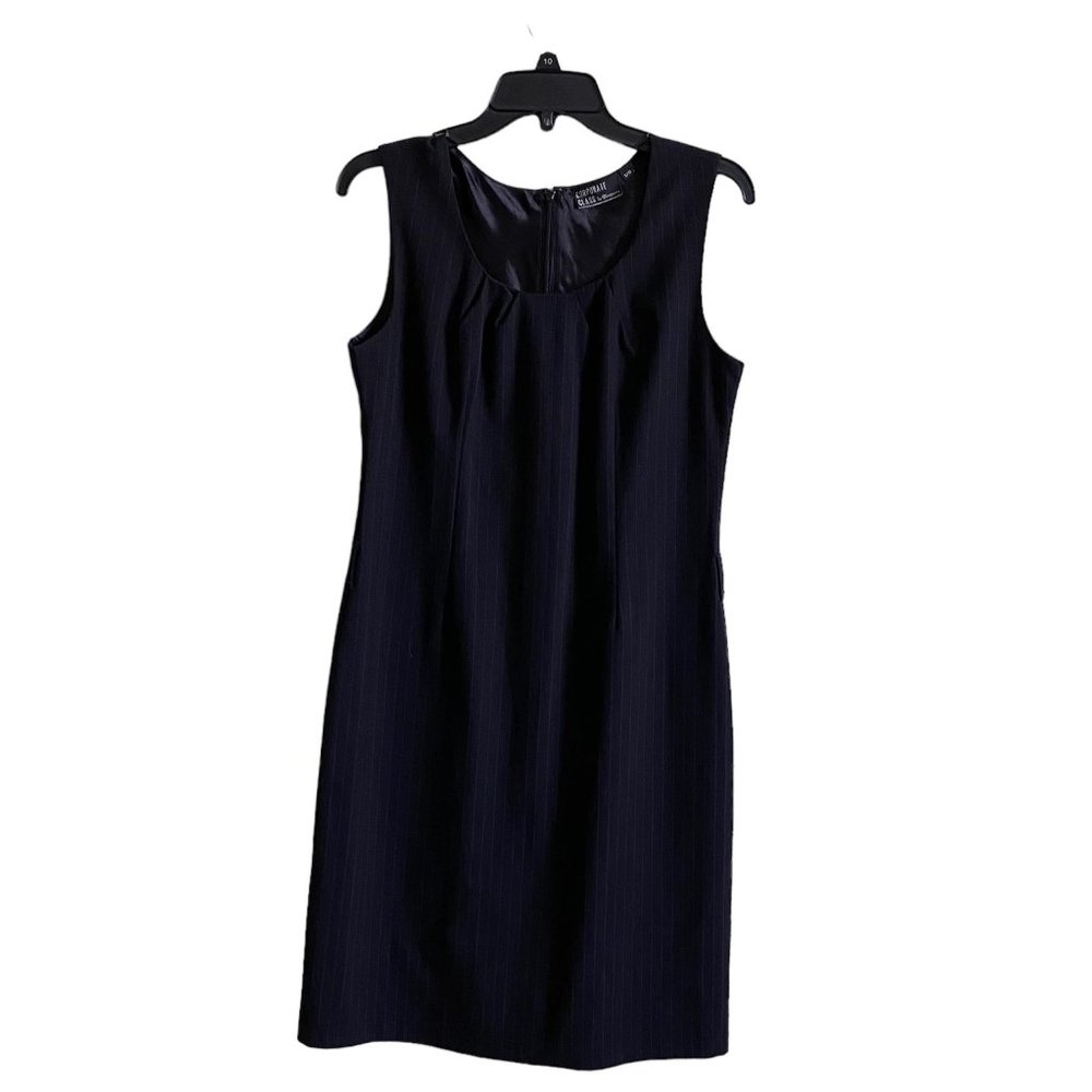 West Side Corporate Class Formal Black Dress Pin Stripes Summer Office | Size S